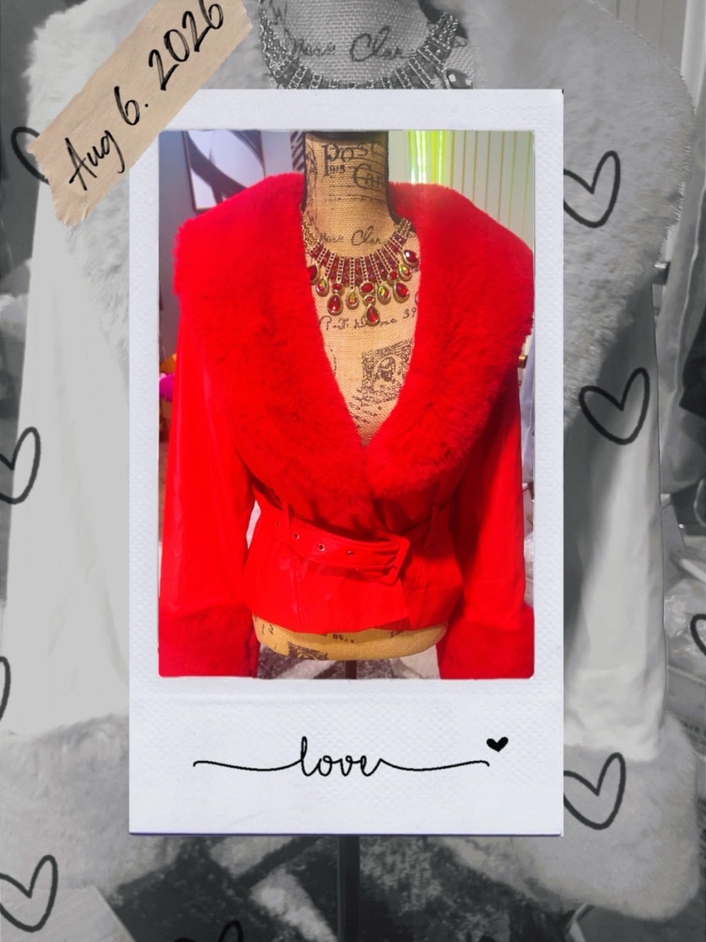 LUNA CROP JACKET WITH FUR COLLAR IN RED by Akira Sz XL